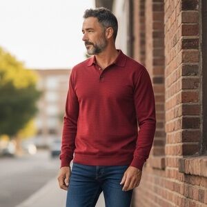 Neiman Marcus Extra Fine Merino Wool Sweater Red